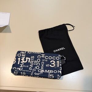 CHANEL Navy and White Canvas rue Cambon Pouch